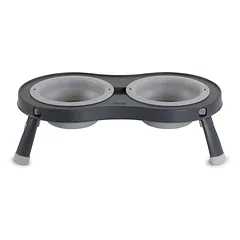 Dexas Double Elevated Feeder Small - sulankstomas pakeltas šuns dubuo, mažas, Szary — 4 nuotrauka
