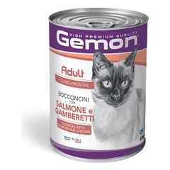 Gemon Wet Cat Chunkies drėgnas maistas katėms su lašiša ir krevetėmis, 415 g