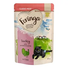Feringa Classic Meat meniu Kitten maišeliai, drėgnas maistas kačiukams 12 x 85 g — 4 nuotrauka