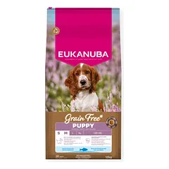 Eukanuba Grain Free sausas maistas mažų ir vidutinių veislių šuniukams su žuvimi, S/M, 12 kg