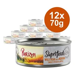 Purizon Superfoods drėgnas maistas katėms 12 x 70 g