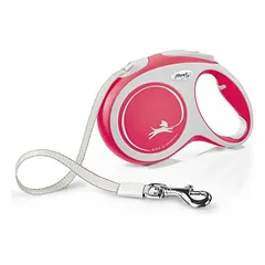 FLEXI Comfort Tape baltas/rožinis pavadėlis L-5m iki 60kg