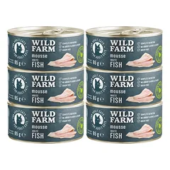 WILD FARM Mousse White Fish 6x85g - putėsiai be grūdų katėms