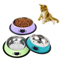 3er-Set rutschfeste Edelstahlnäpfe – Blau/Lila/Grün