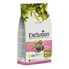 Exclusion Dog Mediterraneo vidutinių veislių šuniukams su vištiena 3 kg