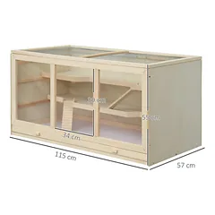 Graužikų narvas PawHut 115x57x55cm., šviesiai rudos spalvos — 3 nuotrauka