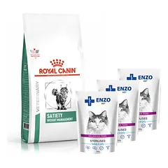 ROYAL CANIN Satiety Support Weight Management SAT 34 6kg + ENZO VET Sterilizuota dieta sterilizuotoms katėms su kalakutiena želė 3x100g