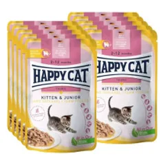 Happy Cat guliašas jauniems kačiukams su paukštiena Kitten&Junior LandGeflugel, 10x85 g