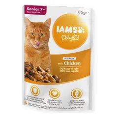 IAMS Delights konservai senyvoms katėms su vištiena, 85 g