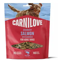 Carnilove Crunchy Salmon With Blueberries traškūs skanstočias lašišosšų ir mėlynių skanėstas šunims, su šviežia mėsa, be grūdų, 200 g