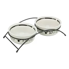 Trixie Dubenėlių kompl., keramika-metal., 2x0.25 l, ø 13 cm-27x7x14 cm, baltas-juodas