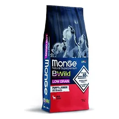 Monge BWILD All Breeds Puppy&Junior sausas pašaras šuniukams su elniena 12 kg
