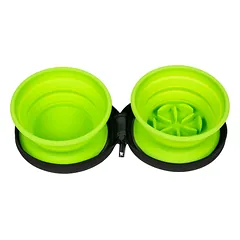 Kiwi Walker dvigubas kelioninis dubuo su lėto maitinimo funkcija - kelioninis dubuo, lėtas maitinimas, šunims ir katėms, silikoninis, Pomarańczowy / 2x350ml — 5 nuotrauka