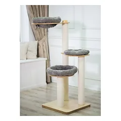 Luxucat SK16 GREY Sizal Rope katės namelis-medis su sizalio virve, pilka, 140 cm