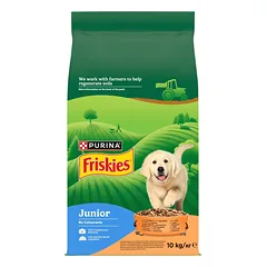 Friskies Junior Maistas šuniukams su vištiena ir daržovėmis su pienu 10 kg