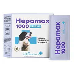 BioVeterinary Hepamax 1000 pašaro papildas normaliai kepenų veiklai palaikyti, šunims ir katėms N28