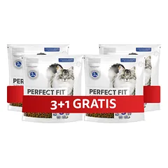 PERFECT FIT Indoor 1+ 4 x 750 g Visavertis sausas ėdalas suaugusioms katėms, gausus vištienos, 3+1 NEMOKAMAI