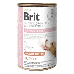 Brit GF Veterinary Diets konservuotas pašaras šunims Hypoallergenic Monoprotein Turkey 400g. x 6vnt.
