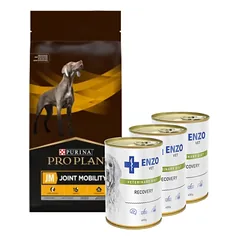 PURINA Veterinary PVD JM Joint Mobility 12kg + ENZO VET Atkūrimo dieta šunims 3x400g