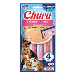 INABA Dog Churu Fish Based Salmon Recipe 4x14g kreminiai skanėstai su lašiša šunims