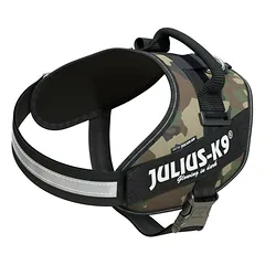 Julius - K9 IDC Powerharness Camouflage - aukštos kokybės šunų petnešos kamufliažinės/khaki spalvos