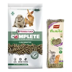 VERSELE-LAGA Cuni Sensitive Complete 1.75kg - maistas triušiams + VITAPOL Šienas graužikams 500g