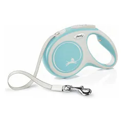 Flexi New Comfort ritininis pavadėlis šunims M (juosta) 5 m, šviesiai mėlynas