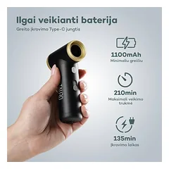 Gyvūnų augintinių kailio džiovintuvas, belaidis, universalus, juodos spalvos — 3 nuotrauka