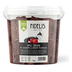 FIDELIS obuolių juostelės su gliukozaminu, skanėstai šunims (500 g kibiras)