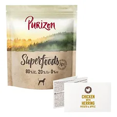 Purizon Superfoods su vištiena, silke, bulvėmis ir obuoliais, sausas maistas šunims, 1 kg — 2 nuotrauka