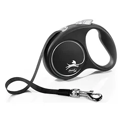 FLEXI pavadėlis šuniui Black Design S juostinis 5m, juodas