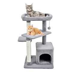 GIANTEX Mehrstöckiger Katzenbaum Mit Sisalpfosten, Höhle Und Spielzeug