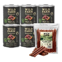 WILD FARM Monoprotein Beef 6x800g hipoalerginis maistas šunims  + nemokamas skanėstas