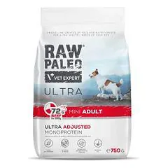 Raw Paleo Vet Expert Ultra Beef Mini Adult begrūdis, sausas maistas šunims, 0,75 kg