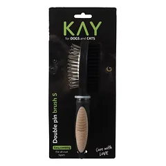 KAY Brush Double Sided With Nylon/Wire Tips Bristle šepetys šunims ir katėms, dvipusis — 4 nuotrauka