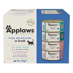 Applaws Multipack skardinės sultinyje katėms Žuvies pasirinkimas 12x70g CUP