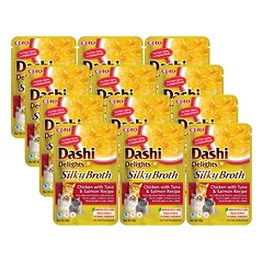 INABA Dashi Delights šilkinis sultinys su vištiena, tunu ir lašiša 12x40g