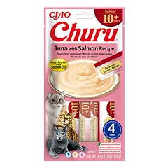 Churu kreminis skanėstas 10+ katėms su tunu ir lašiša 4vnt