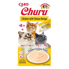 INABA Churu vištienos ir sūrio skonio skanėstas katėms 4x14g