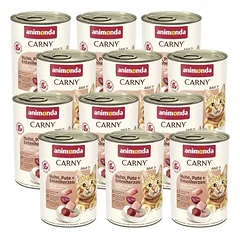 ANIMONDA Cat Carny Adult skonis: vištienos, kalakutienos ir ančių širdelės 12x400g 