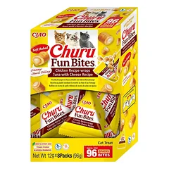 INABA Cat Fun Bites Chicken with Tun and Cheese 8x12g vištienos, tuno ir sūrio vyniotinis jūsų katei