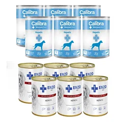 Calibra Veterinary Diets Dog Hepatic 6x400g + ENZO VET Hepatic nuo kepenų ligų šunims 6x400g