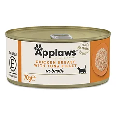 APPLAWS Cat Adult Chicken with Tuna in Broth vištienos krūtinėlė su tuno filė sultinyje 70 g
