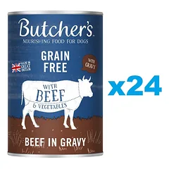 BUTCHER'S Original Recipe in Gravy gabalai su jautiena padaže šunims 24 x 400g