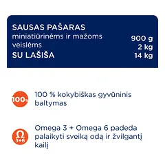 CLUB 4 PAWS Premium visavertis sausas pašaras mini ir mažų veislių šunims su lašiša, 14 kg — 2 nuotrauka