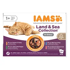 IAMS Delights LND&SEA konservuotas maistas katėms padaže, 12×85 g