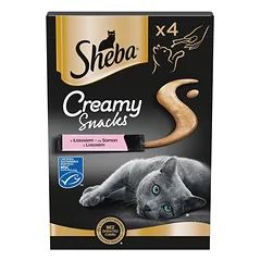 SHEBA Creamy Snacks kreminis kačių skanėstas su lašiša, 44 x 12 g