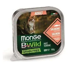 Monge Bwild Cat Adult Salmon With Vegetable begrūdis konservai suaugusioms katėms su lašiša ir daržovėmis, 100 g