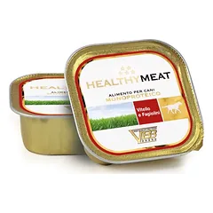 HEALTHYMEAT VITELLO E FAGIOLINI (SU VERŠIENA IR ŽALIOSIOMIS PUPELĖMIS) MONOPROTEININIS PAŠTETAS ŠUNIMS 150g.