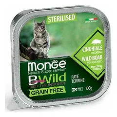 Monge BWild Grain Free Sterilised paštetas su šerniena ir daržovėmis, drėgnas maistas katėms 100 g